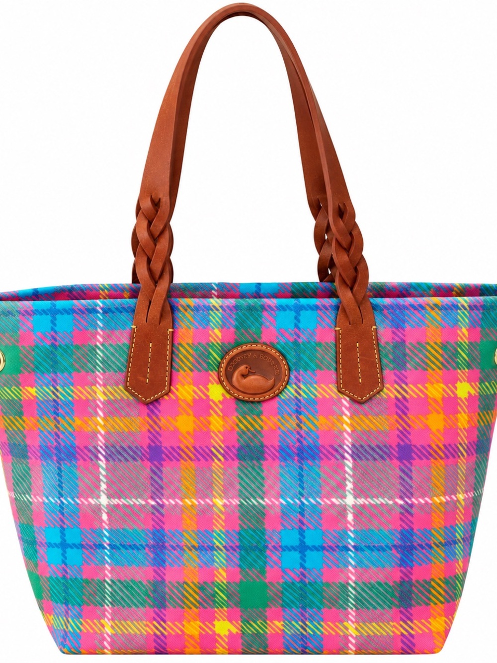 NEW Dooney & Bourke TY437 Pink Plaid Shopper Tote Registration Card
